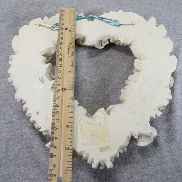 Vintage Heart Hydrangea & Rose Wreath Wall Hanging Ivory w shading Heavy Resin - Picture 7 of 7